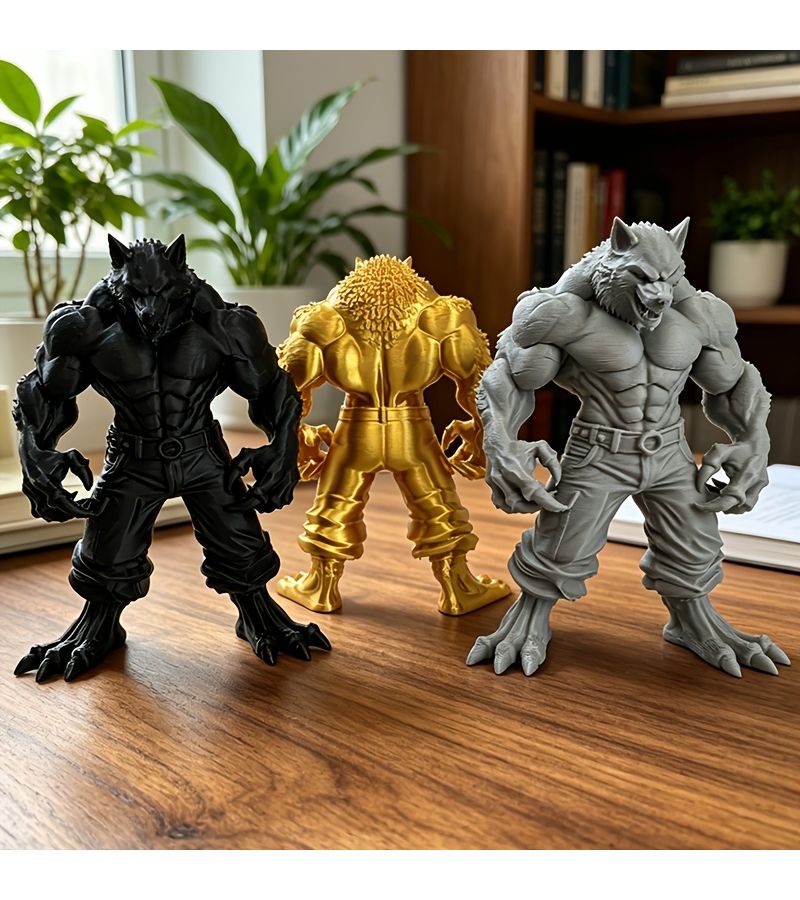 1 Pc Yao Gray Werewolf High Detail Collectible Figurine Muscular Werewolf Art Sculpture Fantasy Trendy Ornament For Living Room Entrance Display Cabinet Studio Entertainment Space - Image 2