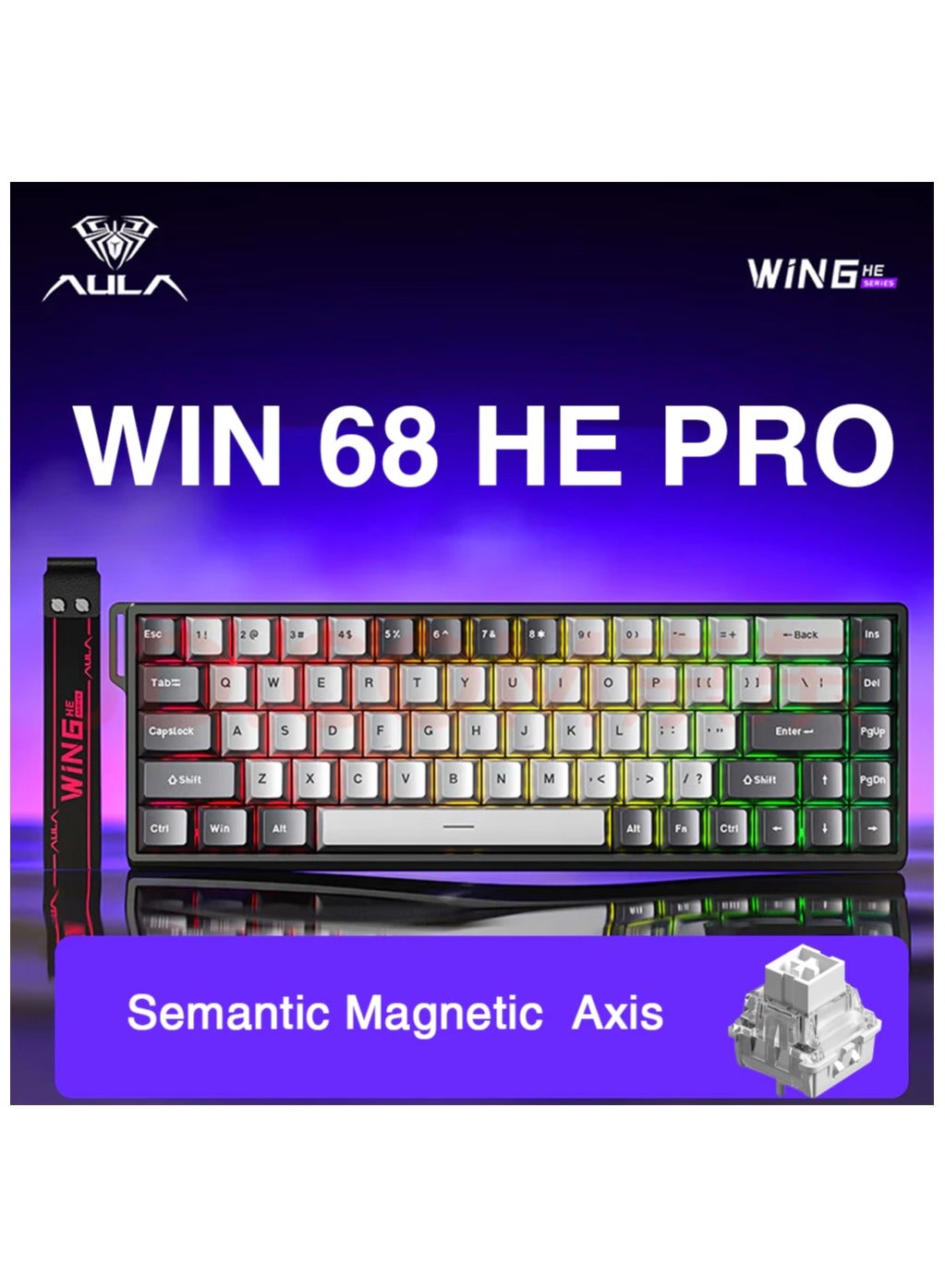 Win68 Keyboard AULA AULA WIN 68 HE Pro Magnetic Keyboard RT Gaming Wired RGB Hot-swap ...