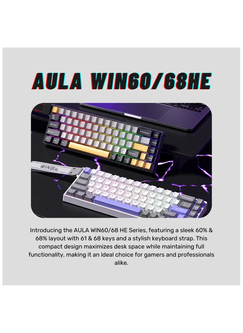AULA - Aula WIN68 HE Magnetic Keyboard – 8000Hz Polling, RGB Lighting, Adjustable Actuation, Hall Effect, Rapid Trigger, Multi-Tap - Image 1