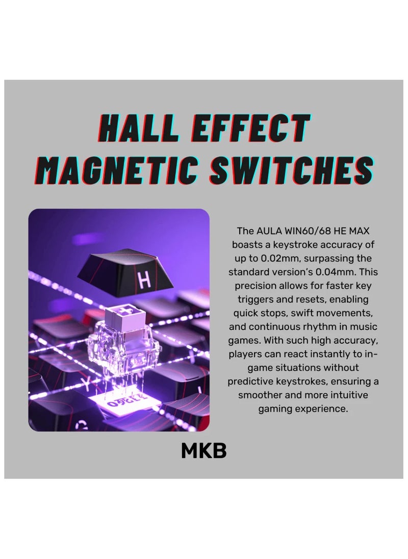 AULA - Aula WIN68 HE Magnetic Keyboard – 8000Hz Polling, RGB Lighting, Adjustable Actuation, Hall Effect, Rapid Trigger, Multi-Tap - Image 1