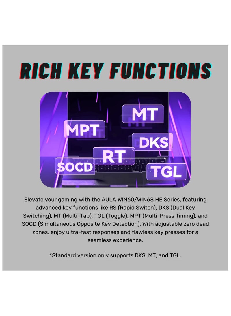 AULA - Aula WIN68 HE Magnetic Keyboard – 8000Hz Polling, RGB Lighting, Adjustable Actuation, Hall Effect, Rapid Trigger, Multi-Tap - Image 1