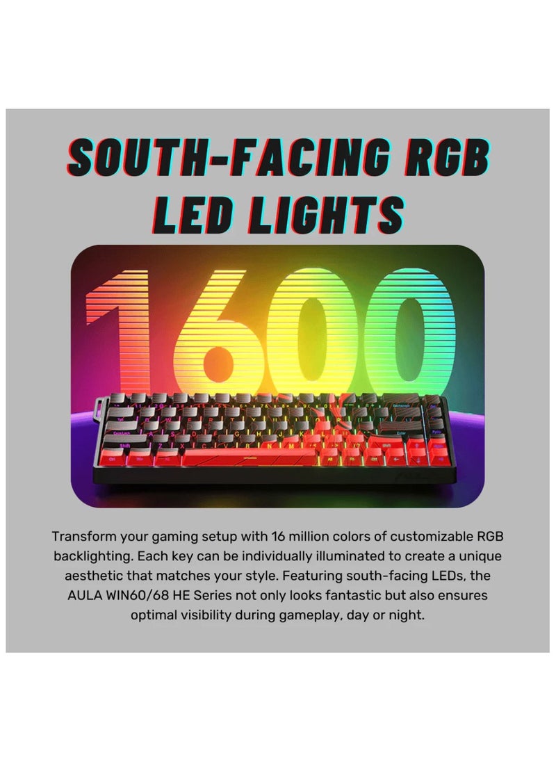 AULA - Aula WIN68 HE Magnetic Keyboard – 8000Hz Polling, RGB Lighting, Adjustable Actuation, Hall Effect, Rapid Trigger, Multi-Tap - Image 1