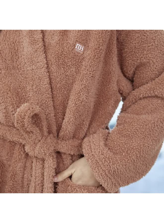 MEIBIAO American Standard Autumn Winter Couples Thickened Coral Fleece Flannel Bathrobe Pajamas Homewear Sugar Almond Brown XL - Image 4
