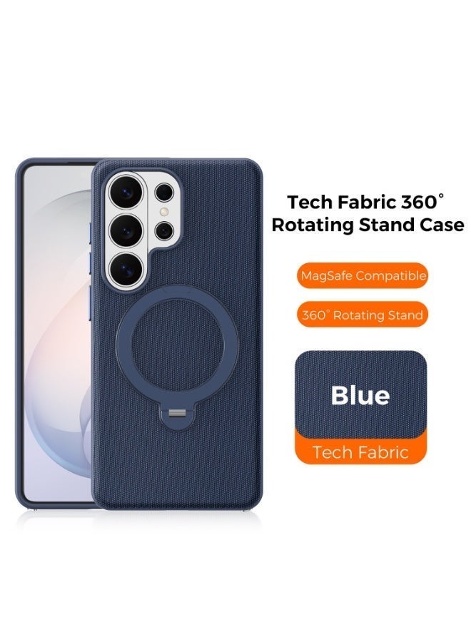 Tech Fabric Magnetic Invisible Rotating Stand Phone Case for Samsung Galaxy S26 Ultra / S25 Ultra / S24 Ultra / S23 Ultra, Dual Raised Edges Shockproof Cover - Image 2