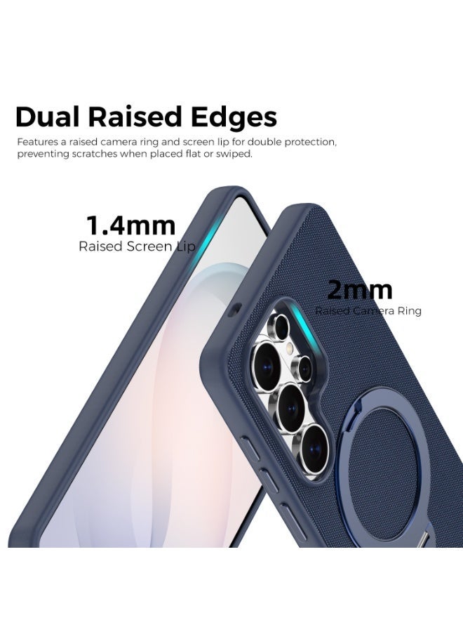 Tech Fabric Magnetic Invisible Rotating Stand Phone Case for Samsung Galaxy S26 Ultra / S25 Ultra / S24 Ultra / S23 Ultra, Dual Raised Edges Shockproof Cover - Image 3