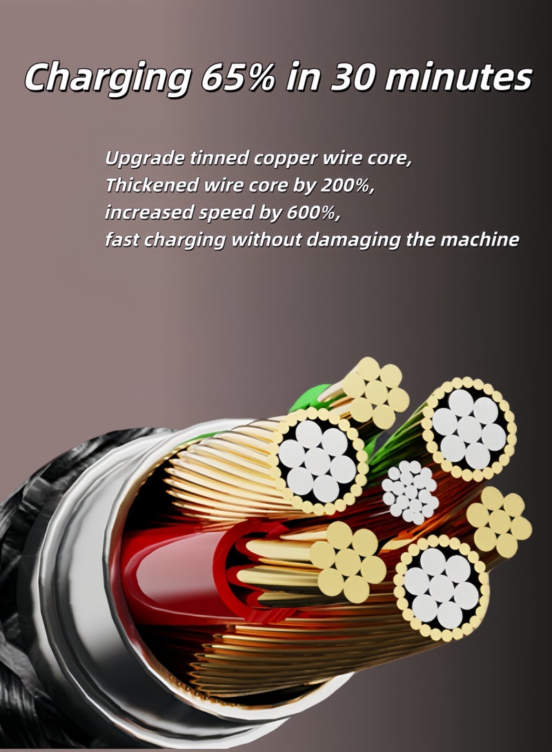 general General 3 in 2 Multi Charging Cable, Nylon Braided USB-A&USB-C to Lightning And USB-C And Micro Multi Charger Cord for Multiple Devices IOS + Android Fast Charger Cable 1.2M Black Orange - Image 2