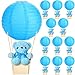 Baquler 12 Sets Baby Shower Hot Air Balloon Table Centerpieces DIY Paper Lanterns Stuffed Plush Bear Wooden Baskets for Wedding Birthday Gender Reveal BlueSolid Style - Image 2