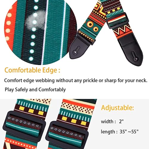 IMAGINEA Guitar Strap Adjustable with Pick Holder for Acoustic Electric Bass Guitar – Soft Polyester Wide Strap with PU Leather Ends & 5 Picks, Comfortable Non-Slip Belt - Image 4