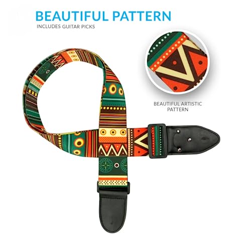 IMAGINEA Guitar Strap Adjustable with Pick Holder for Acoustic Electric Bass Guitar – Soft Polyester Wide Strap with PU Leather Ends & 5 Picks, Comfortable Non-Slip Belt - Image 3