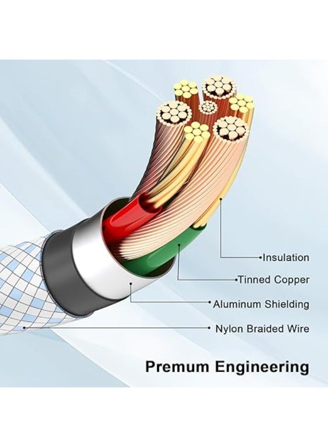 كابل شحن سريع USB-C إلى USB-C بطول 10 قدم/3 متر 60 واط PD مع تصميم مضفر متوافق مع آيفون 16/15 برو ماكس، سامسونج جالاكسي S24/S23، جوجل بيكسل، آيباد برو، ماك بوك - تصميم متين مضفر، أزرق - Image 4