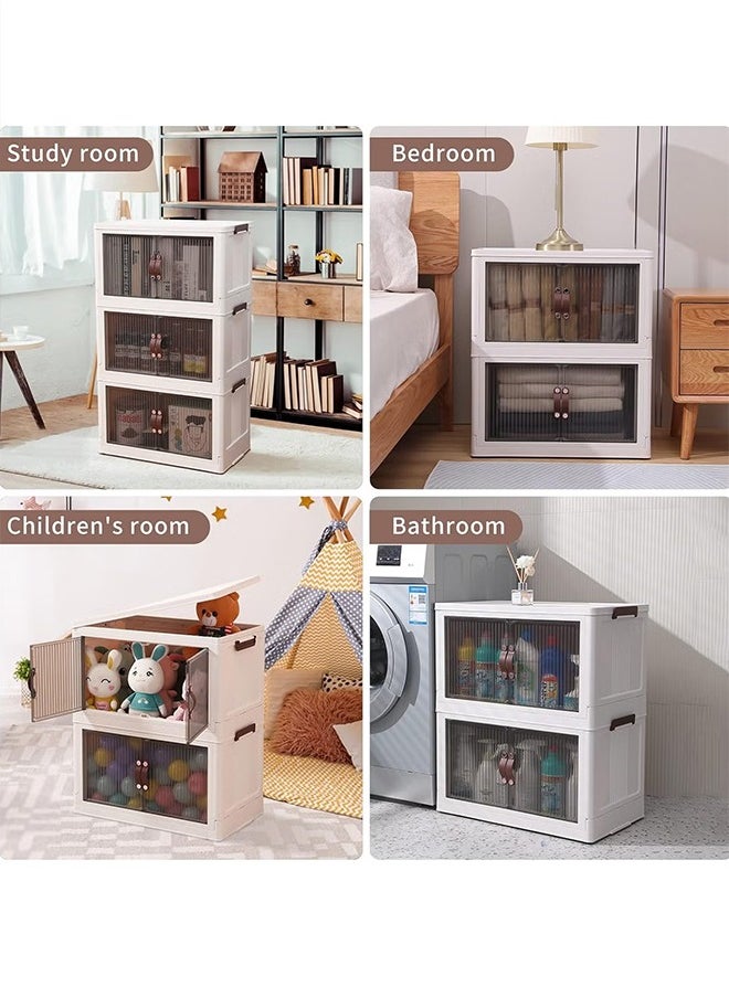 Arabest 5 Tier Plastic Organization Cabinet with Lids, Stackable Storage Containers with Wheels, Folding Storage Boxes, Collapsible Storage Bins, Multi-Purpose Folding Storage Containers for Home and Office  - Image 4