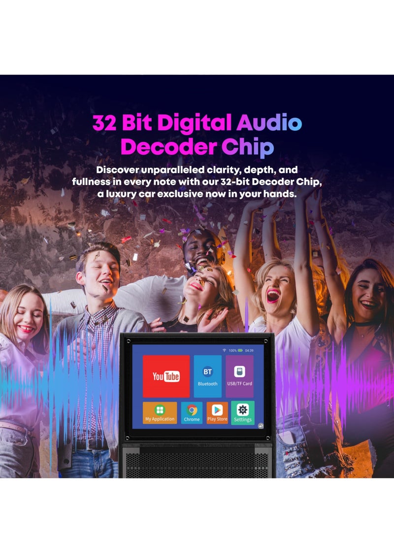 FlashHawk - Karaoke Machine with Lyrics Display Screen, Built-in Tablet, Bluetooth Speaker with 2 Wireless Mics, 7500mah, Portable Karaoke System for Any Occasion - Image 1