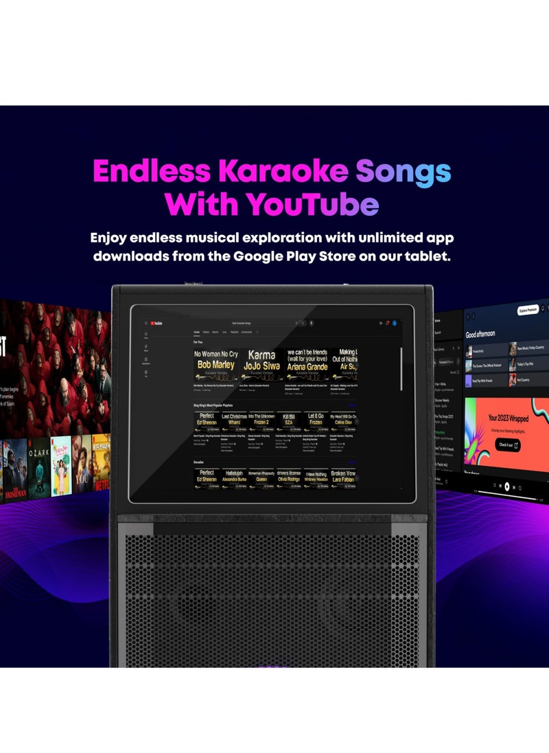 FlashHawk - Karaoke Machine with Lyrics Display Screen, Built-in Tablet, Bluetooth Speaker with 2 Wireless Mics, 7500mah, Portable Karaoke System for Any Occasion - Image 1