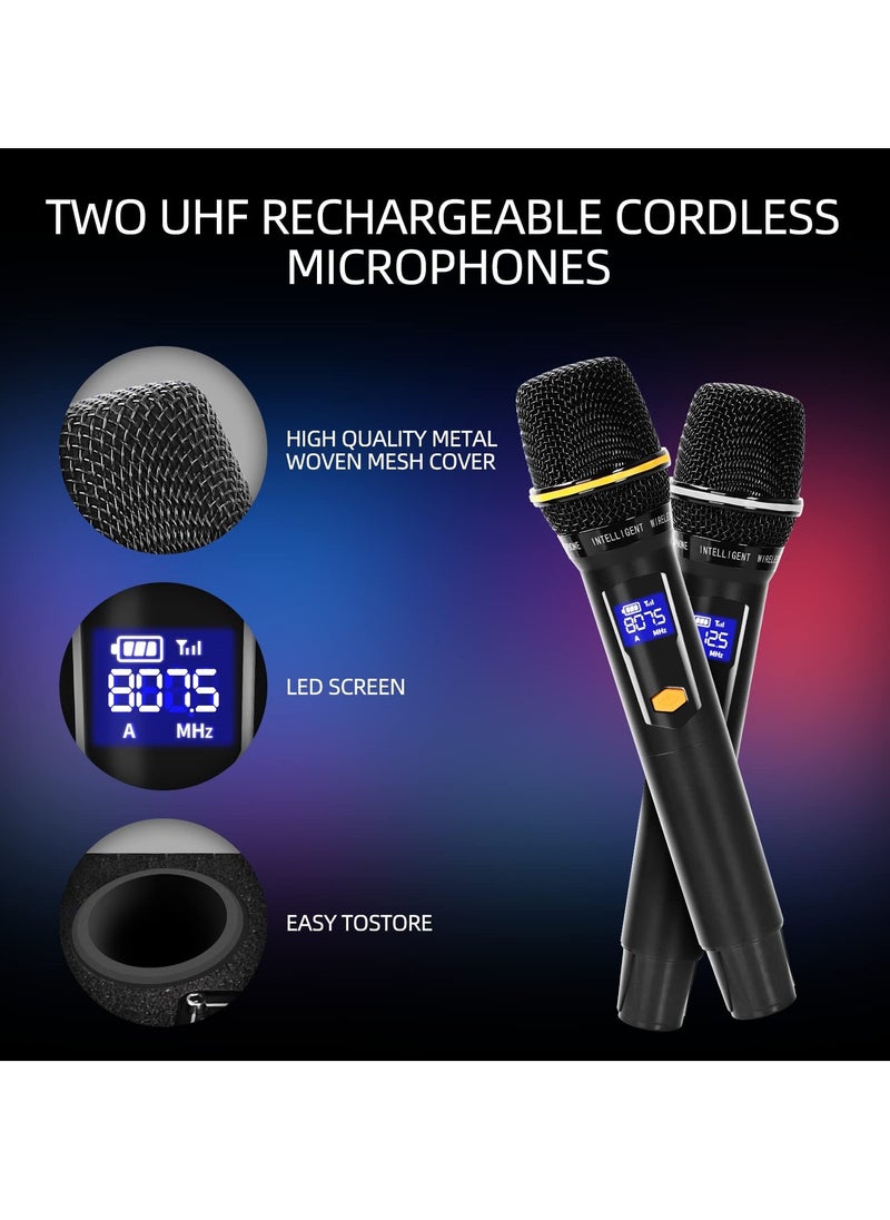 FlashHawk - Karaoke Machine with Lyrics Display Screen, Built-in Tablet, Bluetooth Speaker with 2 Wireless Mics, 7500mah, Portable Karaoke System for Any Occasion - Image 1
