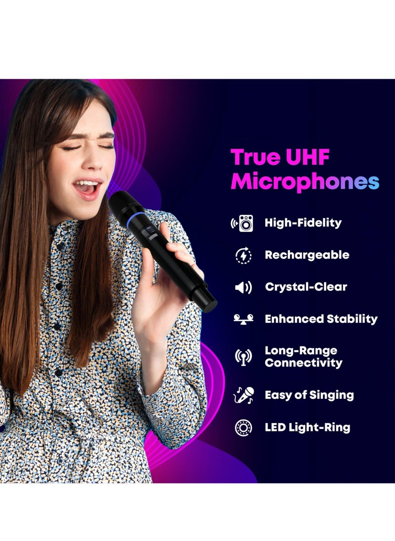 FlashHawk - Karaoke Machine with Lyrics Display Screen, Built-in Tablet, Bluetooth Speaker with 2 Wireless Mics, 7500mah, Portable Karaoke System for Any Occasion - Image 1