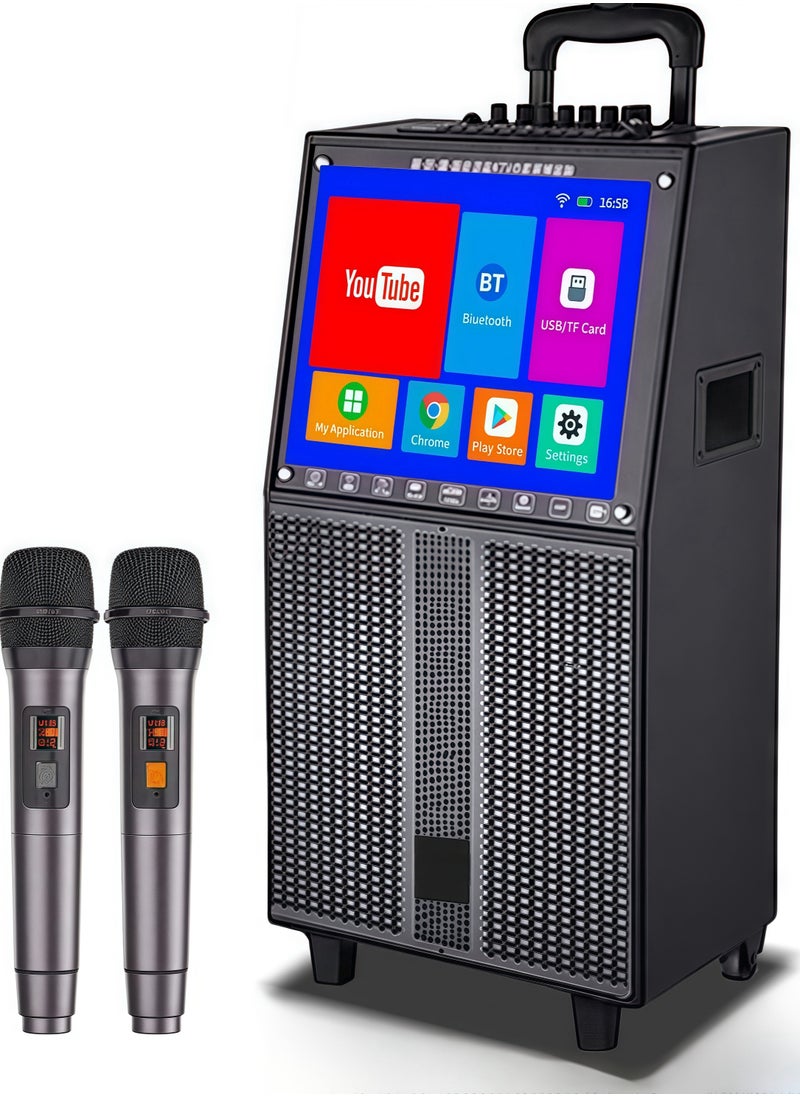 FlashHawk - Karaoke Machine with Lyrics Display Screen, Built-in Tablet, Bluetooth Speaker with 2 Wireless Mics, 7500mah, Portable Karaoke System for Any Occasion - Image 1