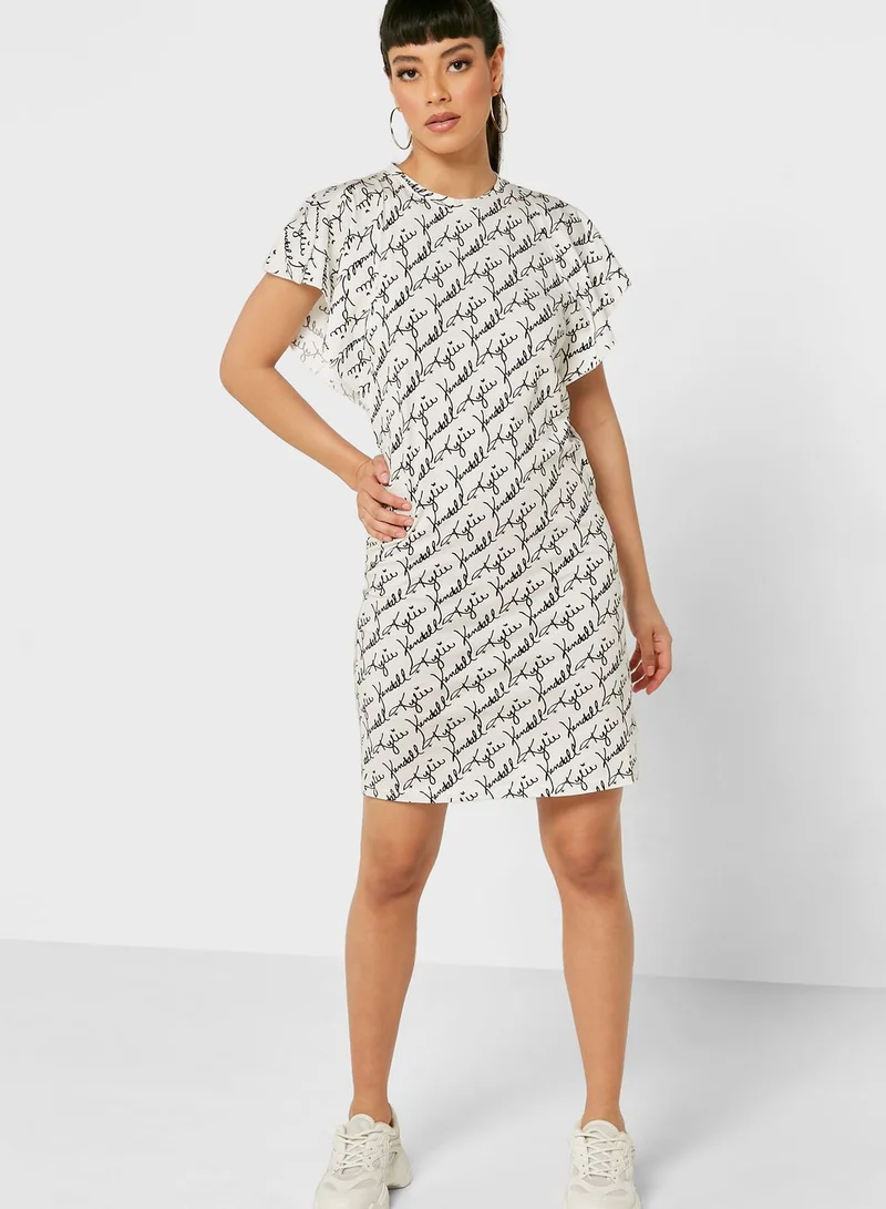 KENDALL + KYLIE Round Neck Printed Dress