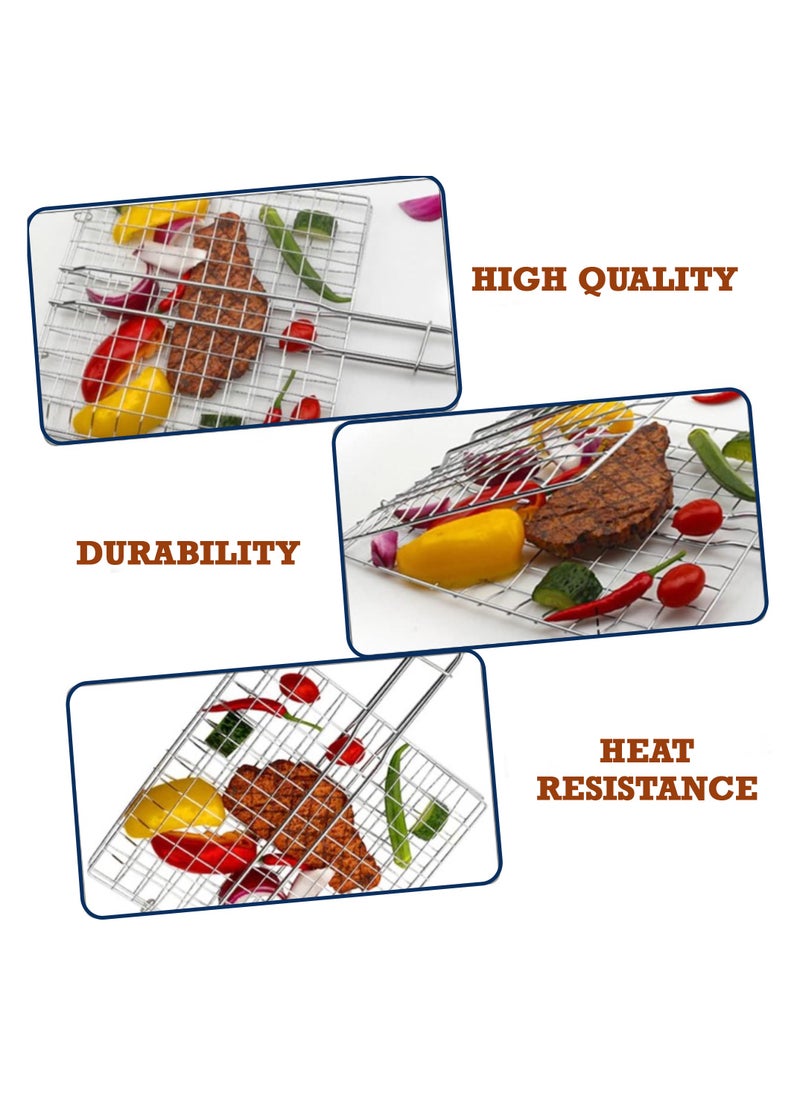 HOT GRILL - Non-Stick Grilling Basket with Wooden Handle - Aluminum, Rustproof, Grill Grate, Barbecue Accessories - Image 1