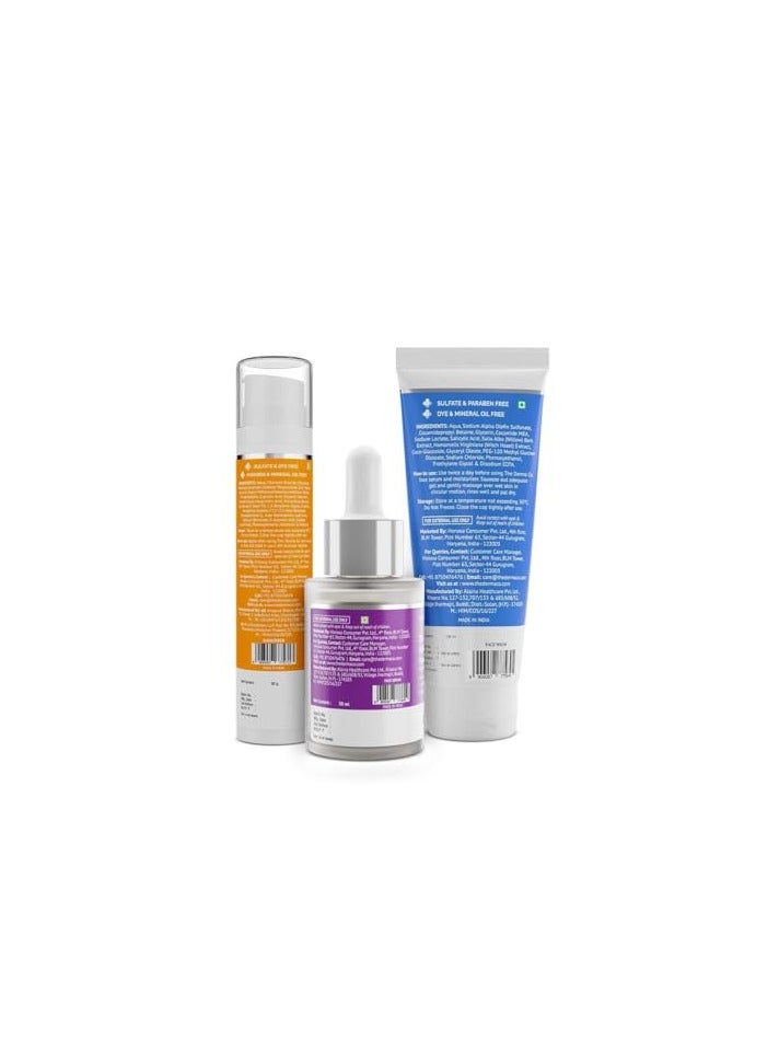 THE derma Co مجموعة ديرما كو لمكافحة حب الشباب | مجموعة روتين العناية بالبشرة | غسول وجه بنسبة 1% حمض الساليسيليك + سيروم بنسبة 2% حمض الساليسيليك + جل أكوا واقي شمس بنسبة 1% حمض الهيالورونيك | حماية طيفية، SPF 50 PA++++ للرجال والنساء - Image 5
