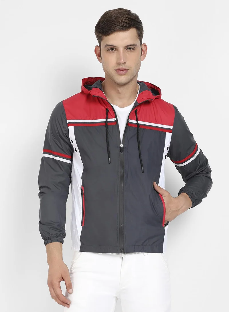 Campus Sutra Men's Multicolour Zip-Front Jacket With Insert Pocket