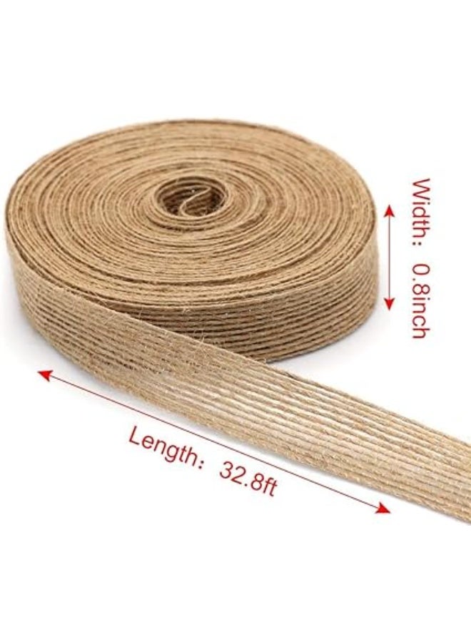 Natural Burlap Fabric Ribbon,Natural Burlap Fabric with Beautiful Burlap Ribbon Wedding Event Party and Home Decoration Long 10M Wide 2cm Each Roll 2 Rolls - Image 4