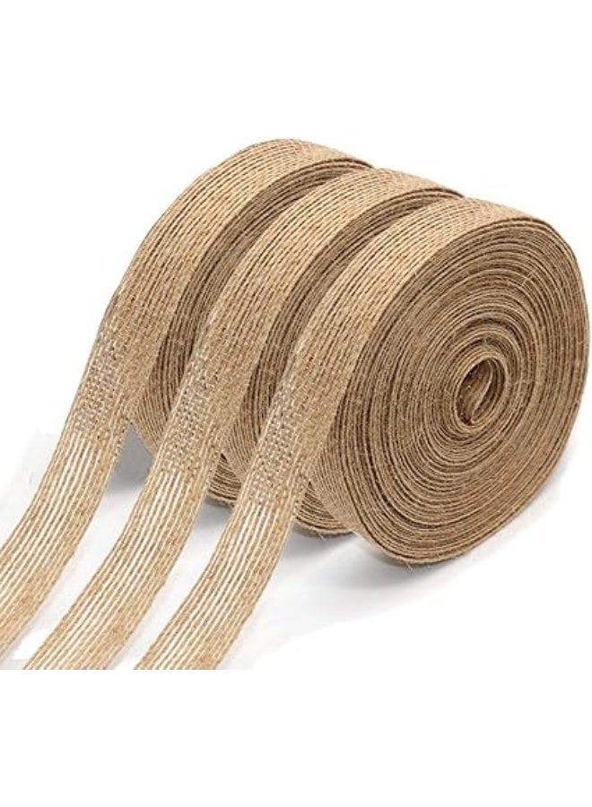 Natural Burlap Fabric Ribbon,Natural Burlap Fabric with Beautiful Burlap Ribbon Wedding Event Party and Home Decoration Long 10M Wide 2cm Each Roll 2 Rolls - Image 1