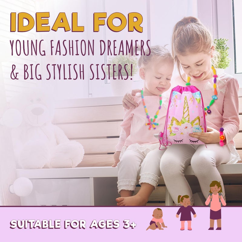 Orian Pop Beads Jewelry Making Kit for Girls, 500+ Piece Set for Girls Ages 3 and Up,Colorful Snap Beads,Bracelet,Necklaces and Rings Unicorn Gift Bag - Image 5