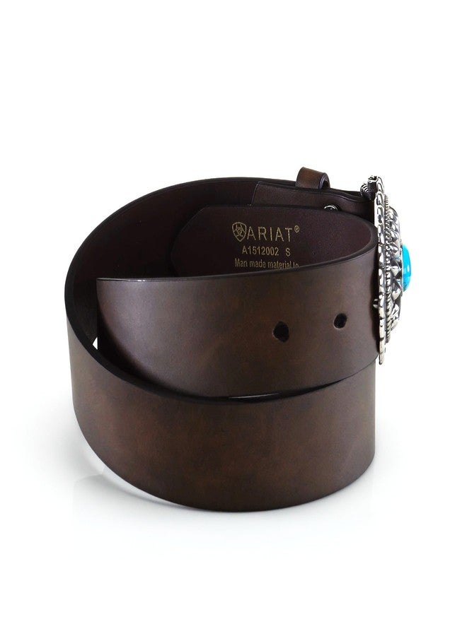 ARIAT Women's Basic Strap Turquoise Belt, Brown, Small - Image 3