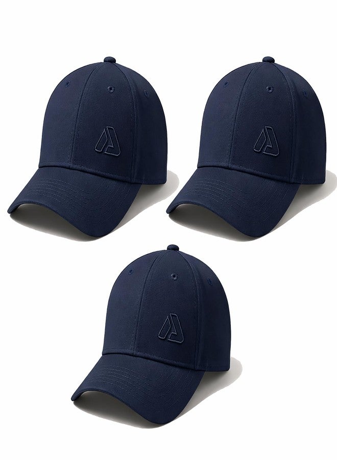 Aprodo Adjustable Cap for Men & Women | Lightweight Breathable Unisex Hat for Sun Protection | for Workout, Travel, Outdoor Activities & Sports (Navy Cap Combo Pack of 3) - Image 1