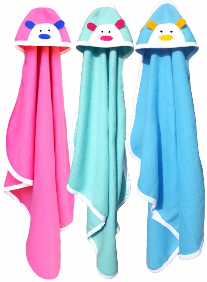 BRANDONN Newborn Original 3PCS.. Big Size (36 X 27) Cute Baby Blankets for Babies (Blue, Hotpink, C-Green; Pack of 3) - Image 1