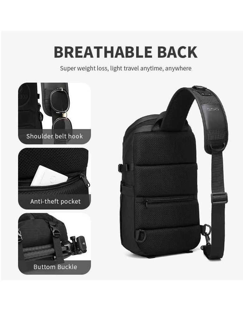 OZUKO - Crossbody Sling Bag, Large Capacity Men Shoulder Bag, Anti Theft Long Lasting Crossbody Backpack, Anti Scratch Tactical Waterproof Messenger Bag For Outdoor, (1pc, Black) - Image 1