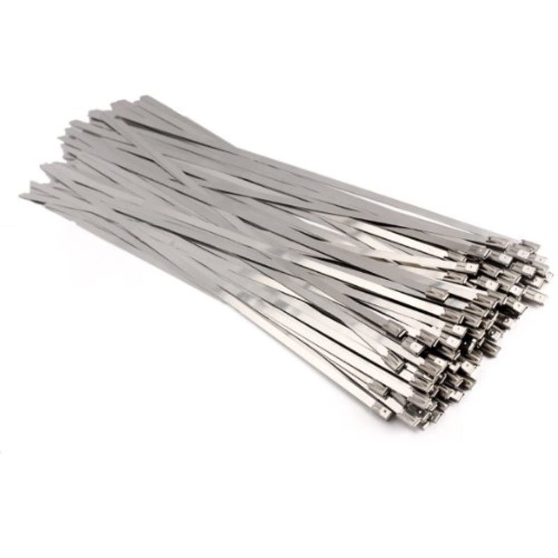 Vktech 100Pcs Stainless Steel Exhaust Wrap Coated Locking Cable Zip Ties (11.8 Inch) - Image 1