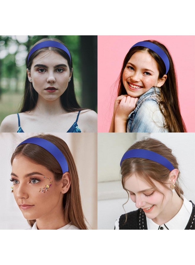 Wecoe Royal Blue Headband 1.2 Inch Wide Silk Satin Headband Women Non Slip Fashion Plain Head Band Solid Hair Band Diy Holiday Hair Accessories For Women Girls Diademas Para Mujer Gifts - Image 2