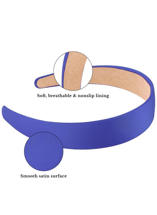 Wecoe Royal Blue Headband 1.2 Inch Wide Silk Satin Headband Women Non Slip Fashion Plain Head Band Solid Hair Band Diy Holiday Hair Accessories For Women Girls Diademas Para Mujer Gifts - Image 5