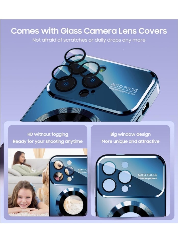 Stylish Large Window Case for iPhone 16 Pro Max - Compatible with MagSafe Slim Matte Finish Shockproof Phone Case with Showcase, Full Camera Lens Protection, Anti-Fingerprint Dustproof TPU Cover (Dark Blue) - Image 5