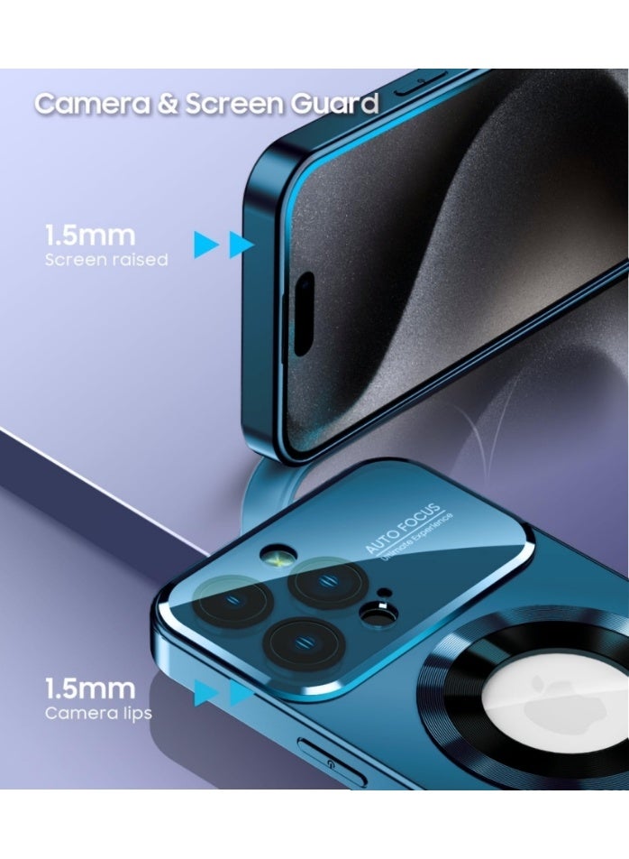 Stylish Large Window Case for iPhone 16 Pro Max - Compatible with MagSafe Slim Matte Finish Shockproof Phone Case with Showcase, Full Camera Lens Protection, Anti-Fingerprint Dustproof TPU Cover (Dark Blue) - Image 4
