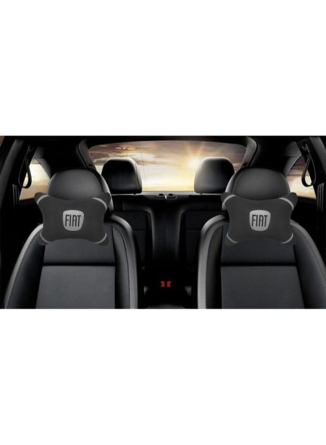 2 قطعه مسند رأس للسيارة بشعار فيات– مخدة رقبة مريحة للقيادة الطويلة – تصميم أنيق – دعم للرقبة – متوافق مع جميع السيارات_اكسسوارات سيارات فيات_دعم رقبة أثناء القيادة - Image 2