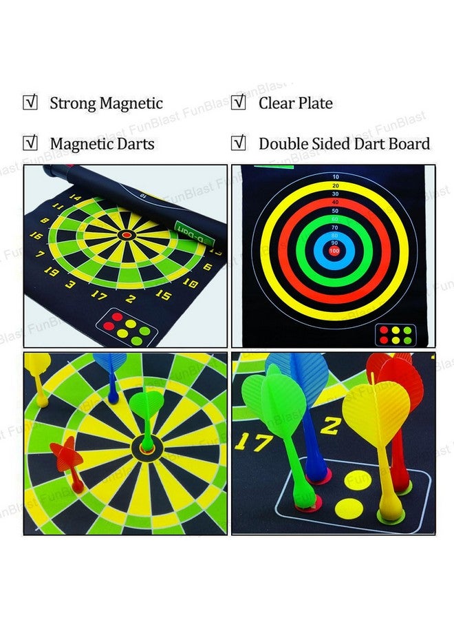 FunBlast Magnet Dart Game for Kids and Adults - Magnetic Roll Dart Game Set, Target Shooting Game, Indoor and Outdoor Magnetic Score Dartboard Kit with 4 Darts (Size - 14 Inch) - Image 4