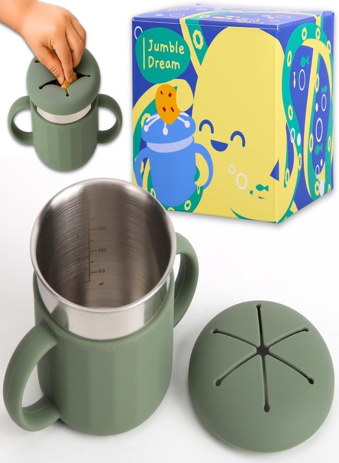Jumble Dream Stainless Steel Baby Snack Cup for Toddlers Kids – Spill-Proof Silicone Snack Container – BPA-Free Non-Toxic Dishwasher Safe Food-Grade Stainless Steel for Baby Snacks 6m+ to 3+ Years - Image 1