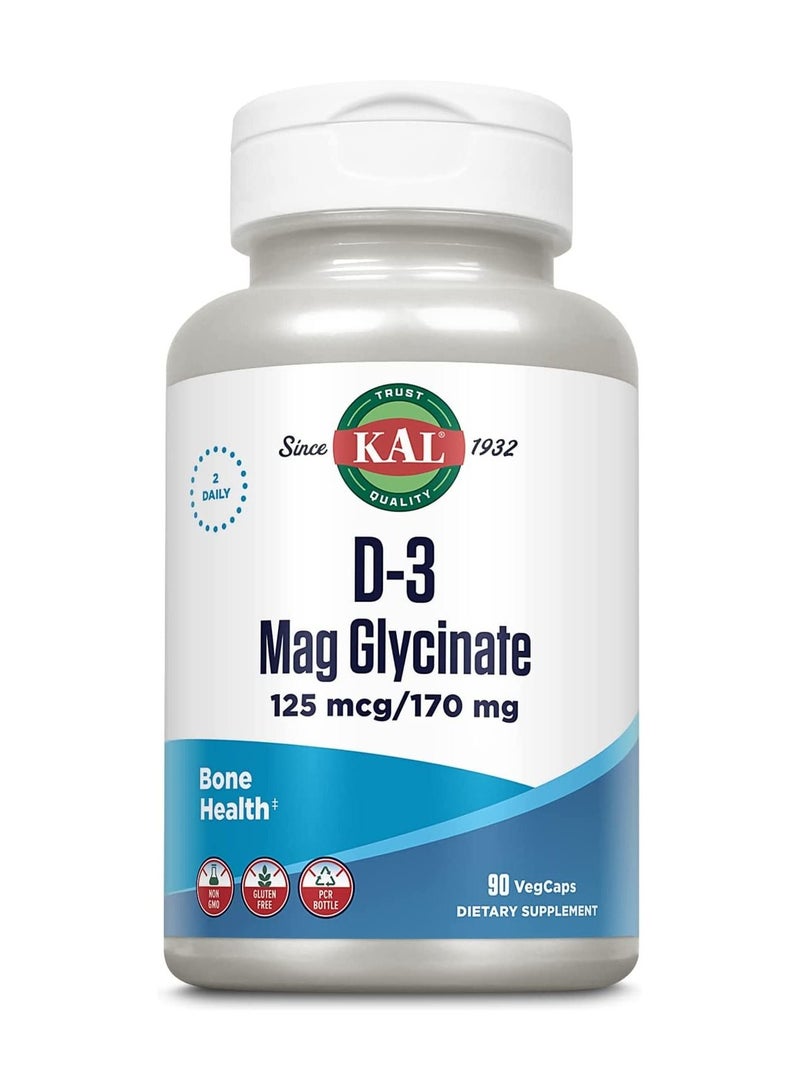 KAL Vitamin D3 and Magnesium Glycinate Enhanced Absorption Formula  Bone Health Support