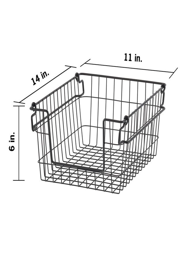 TRINITY 2-Pack Stackable Metal Wire Storage Baskets With Handles, Black, 11 Inches - Image 5