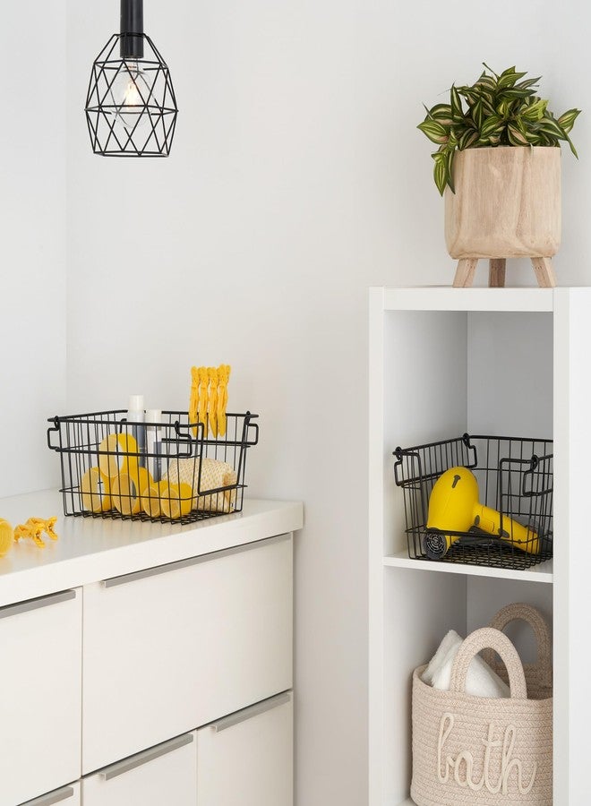TRINITY 2-Pack Stackable Metal Wire Storage Baskets With Handles, Black, 11 Inches - Image 3