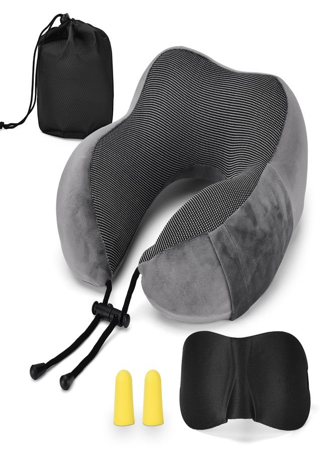 ATOMUS Neck Pillow Set with Eye Mask & Earplugs - Memory Foam Travel Pillow, Adjustable Strap, Removable Cover, 360° Support for Airplane, Office, Home - Image 1