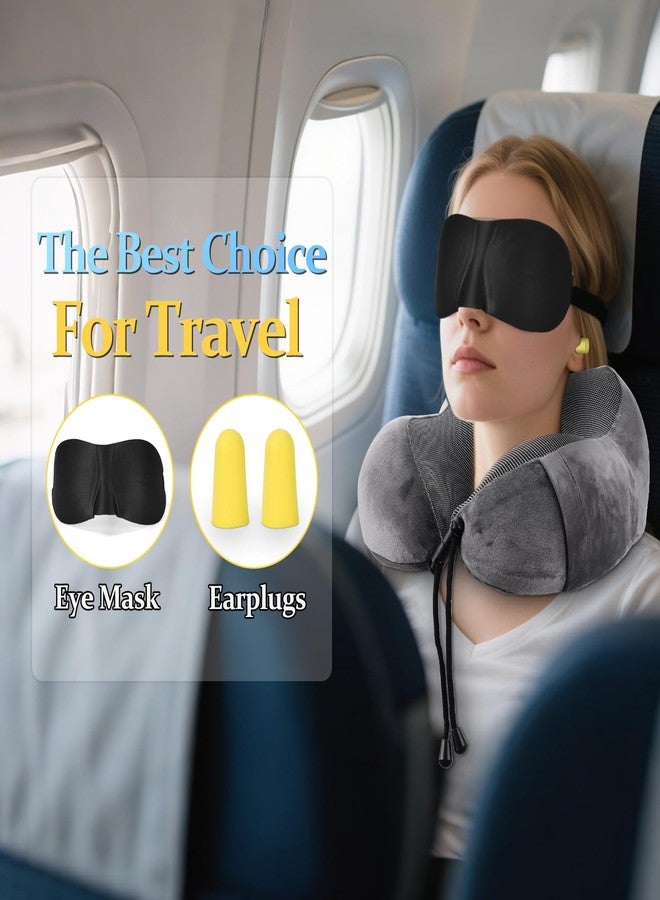 ATOMUS Neck Pillow Set with Eye Mask & Earplugs - Memory Foam Travel Pillow, Adjustable Strap, Removable Cover, 360° Support for Airplane, Office, Home - Image 5
