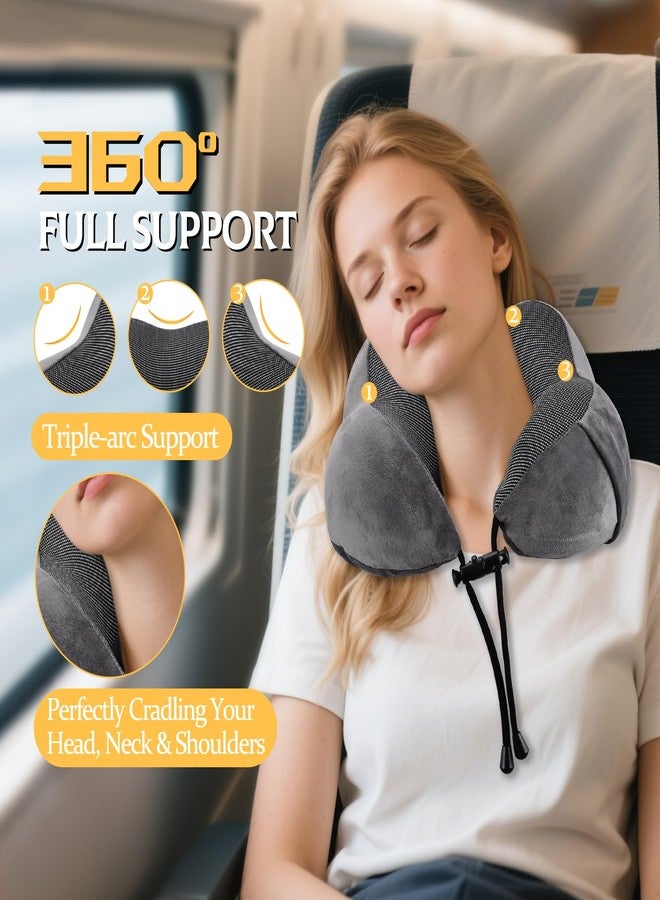 ATOMUS Neck Pillow Set with Eye Mask & Earplugs - Memory Foam Travel Pillow, Adjustable Strap, Removable Cover, 360° Support for Airplane, Office, Home - Image 4