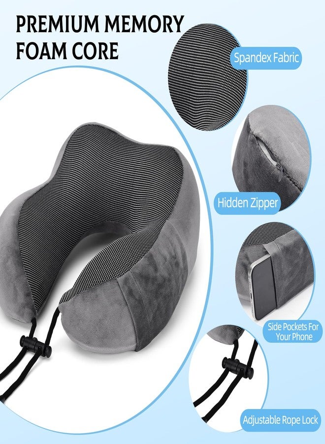 ATOMUS Neck Pillow Set with Eye Mask & Earplugs - Memory Foam Travel Pillow, Adjustable Strap, Removable Cover, 360° Support for Airplane, Office, Home - Image 2