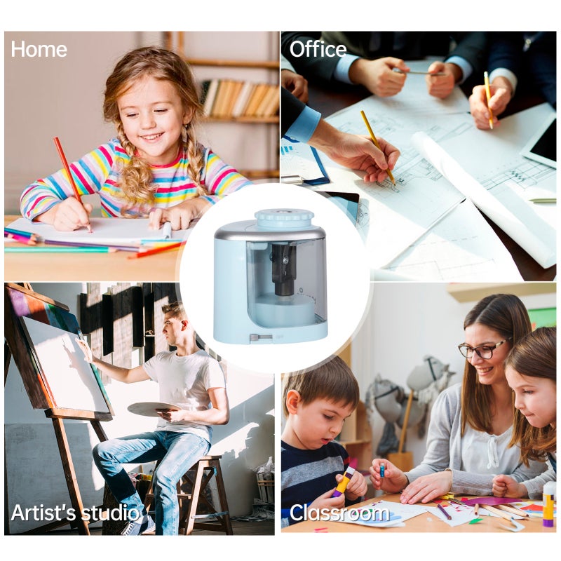 tenwin Electric Pencil Sharpener for Home: Fast Sharpen for 6-8mm Color Carbon Pencils, AA Battery Operated, Manual or Auto Mode, Low Noise, Compact Portable - Image 2