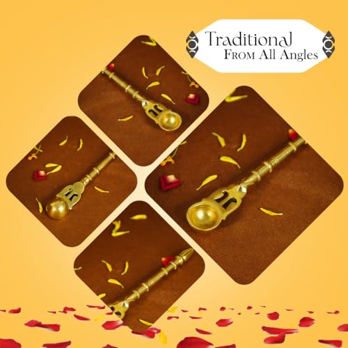 Ekhasa 100% Pure Brass Pooja Items Havan Spoon | Hawan Spoon for Hawan Kund Samagri | Puja Ghee Chamach for Havan - Image 3