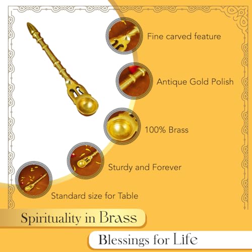 Ekhasa 100% Pure Brass Pooja Items Havan Spoon | Hawan Spoon for Hawan Kund Samagri | Puja Ghee Chamach for Havan - Image 2