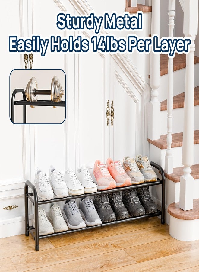 ENJOYBASICS Expandable Shoe Rack, 2 Tier Adjustable Shoe Organizer Shelf for Closet, Black Metal Free Standing Shoe Rack Storage for Small Space, Entryway - Image 5
